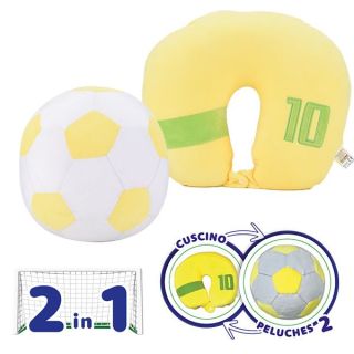 Travel Football Yellow - Cuscino da viaggio diventa un pallone peluche