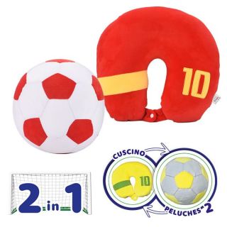 Travel Football Red - Cuscino da viaggio diventa un pallone peluche