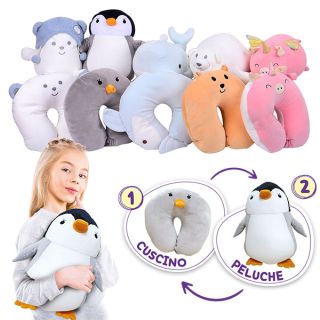 Travel Pets - Cuscino da viaggio diventa peluche. Pezzo singolo col.assortiti